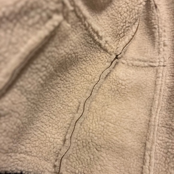 Kids tan Sherpa Lined biker jacket Small - Picture 5 of 7